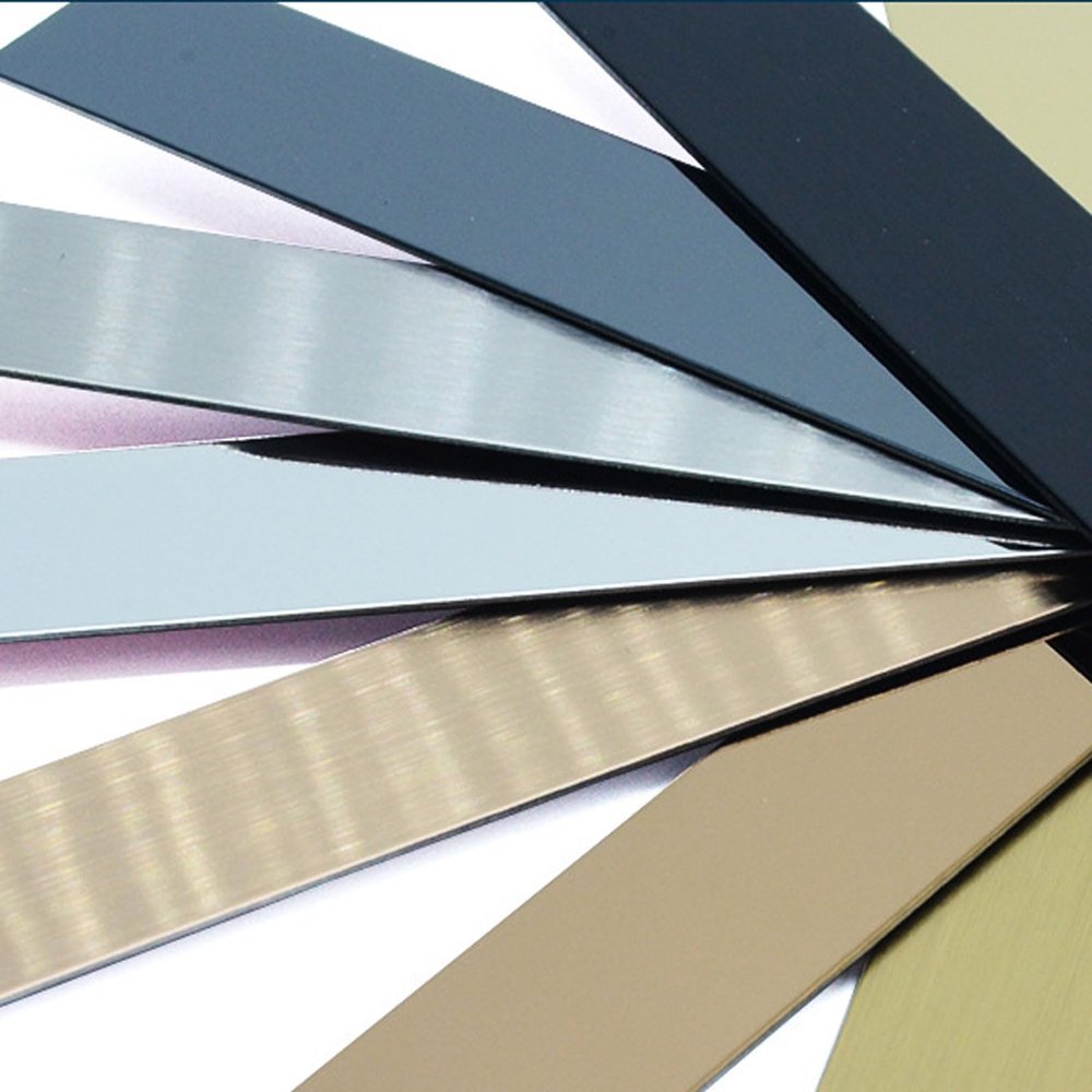 Mirror-Like Stainless Steel Flexible Wall Trim, Peel-and-Stick, 98.4 ft x 1.18 in, Mirror Black Titanium