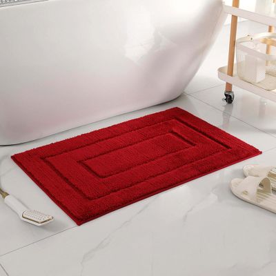 FANSU Non-Slip Soft Bathroom Rug, Machine-Washable Bath Mat, 50 x 80 cm, Red