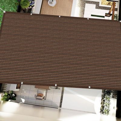 Balcony Shade Sail 575 x 750 cm, Breathable HDPE, 98% UV Protection, Brown