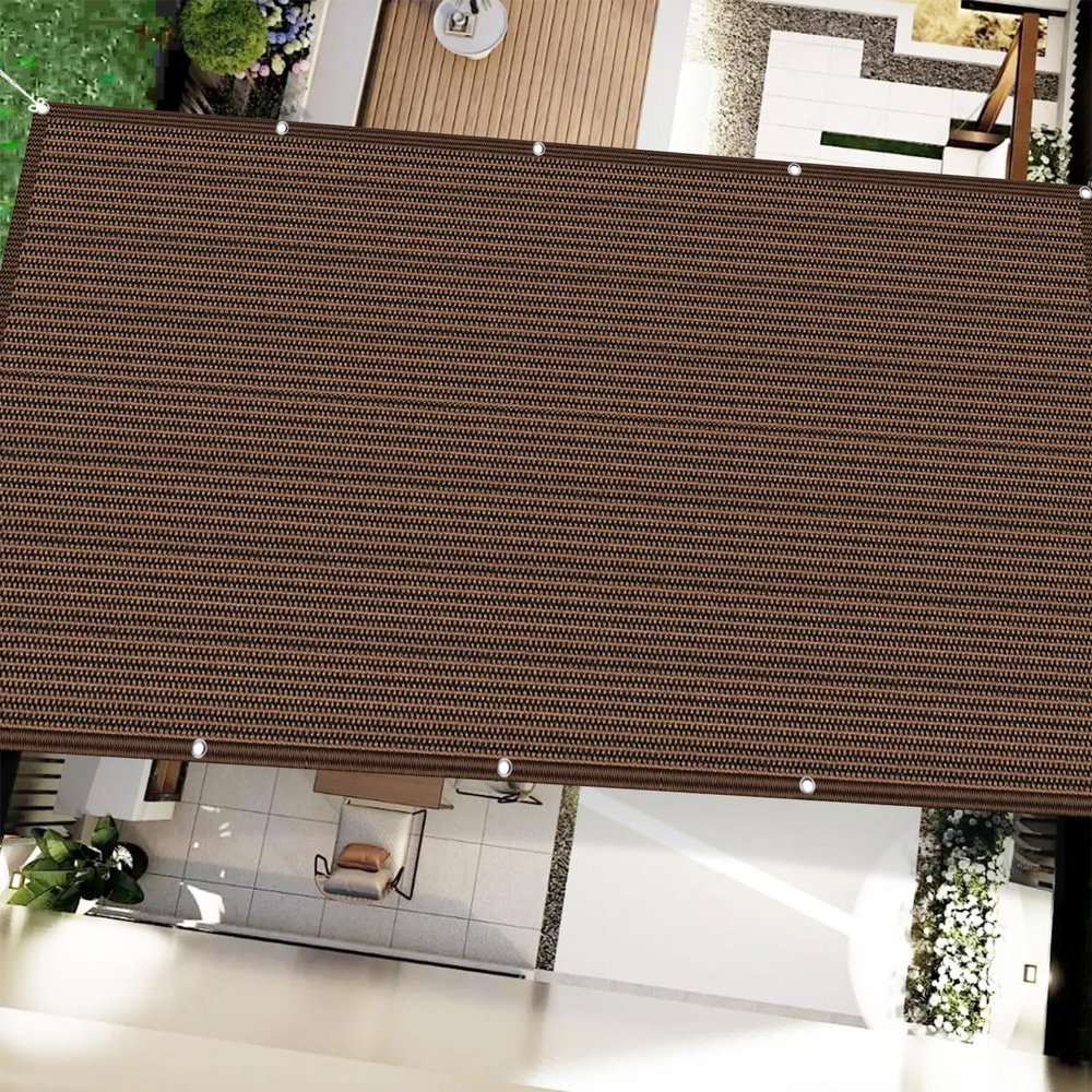 Balcony Shade Sail 575 x 750 cm, Breathable HDPE, 98% UV Protection, Brown