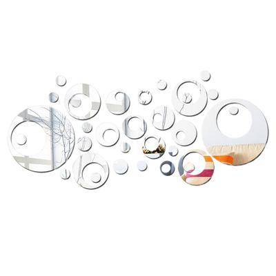 KONTONTY Removable Round Crystal Wall Sticker, PS, Silver Surface