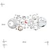 KONTONTY Removable Round Crystal Wall Sticker, PS, Silver Surface view 2