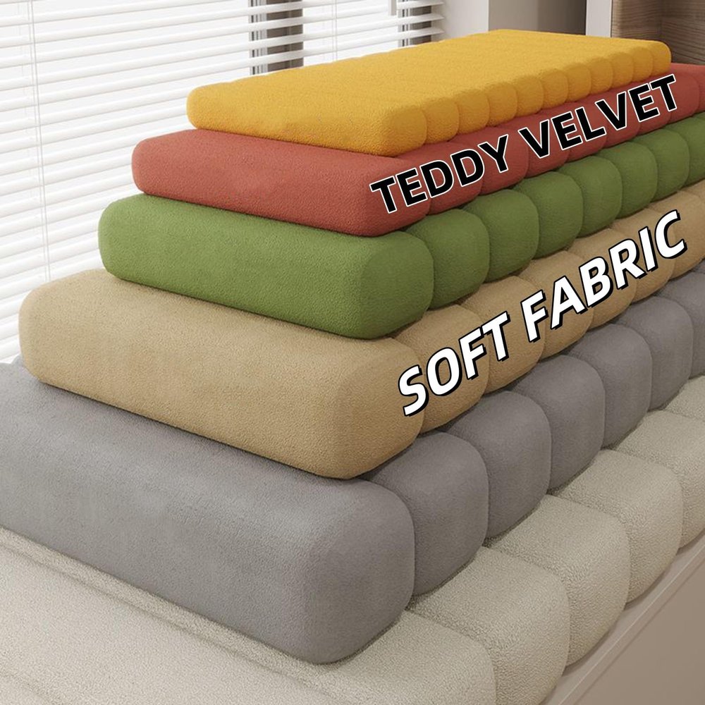 VisLarsc Luxury Custom Bench Cushion, Soft Thick Tufted Plush Corduroy Window Seat Cushion, Light Gray