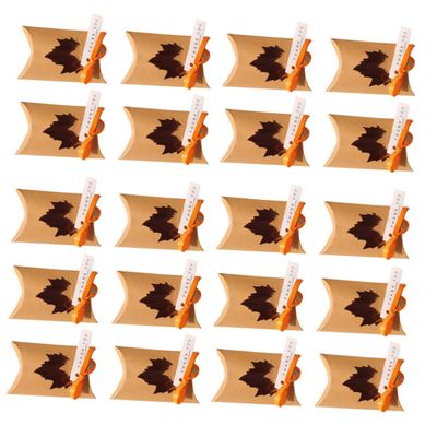 SEWOART 20 Kraft Paper Cookie Boxes with Tags and Ribbons for Thanksgiving Party Candy Gifts