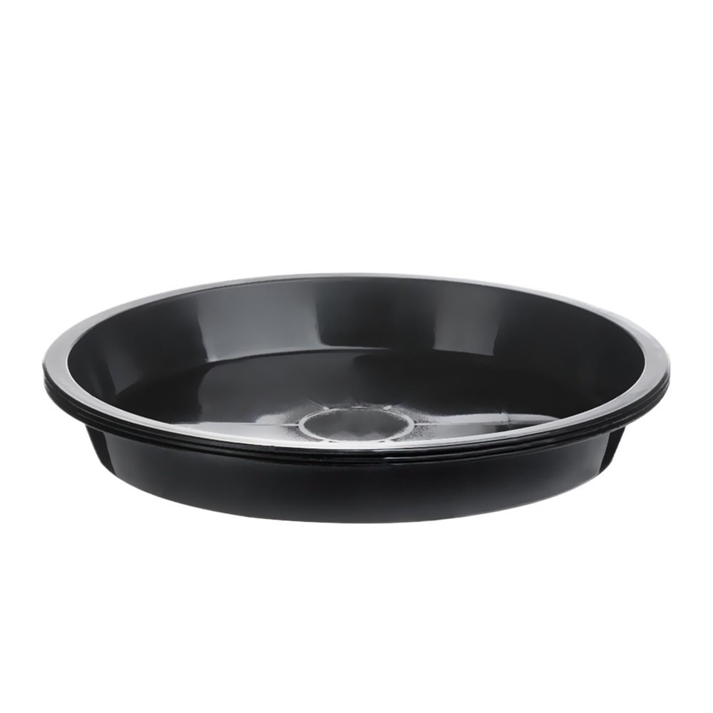 QAUUCP 3-Piece Plastic Round Plant Saucers, 8-Inch, Black