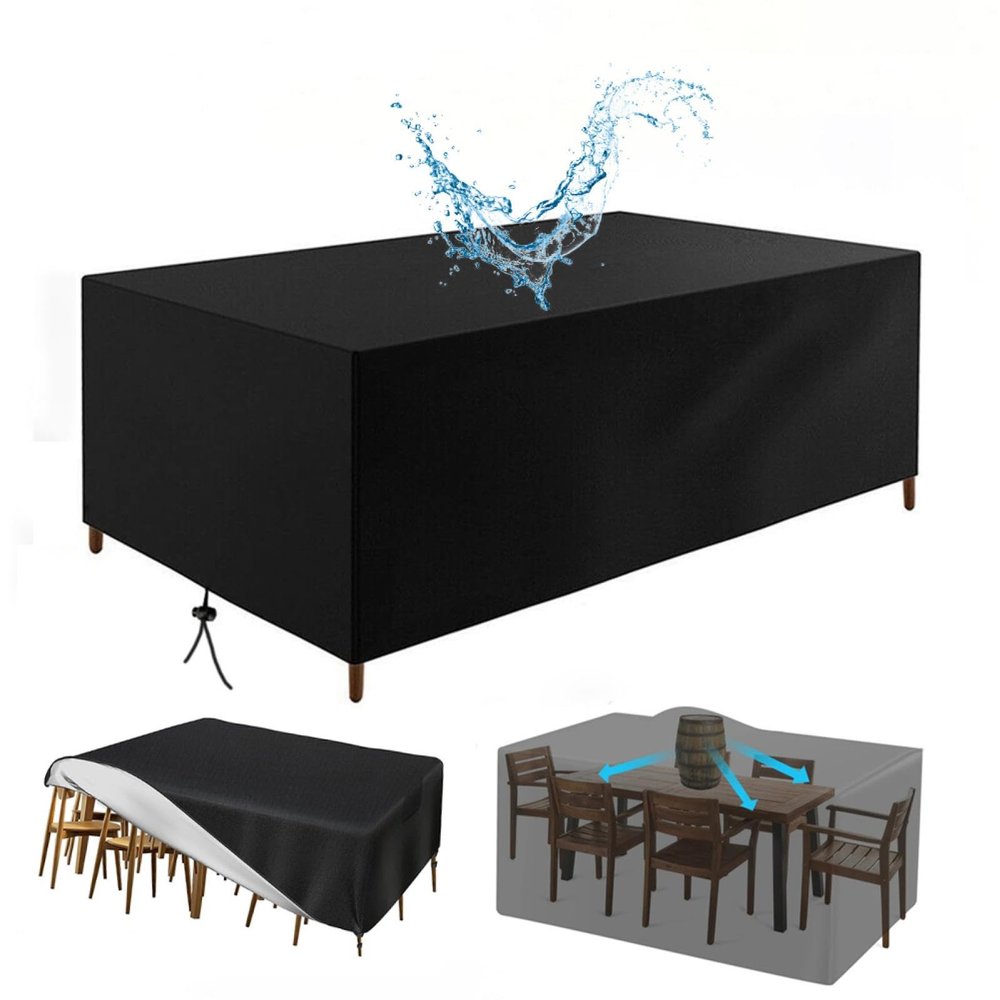 HNKDKJ Outdoor Patio Furniture Cover, Waterproof, Windproof, UV-Resistant, 140 x 70 x 90 cm, Black