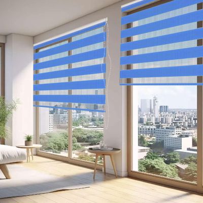Klemmfix Dual-Layer Blackout Roller Blind, 35 x 260 cm, Blue