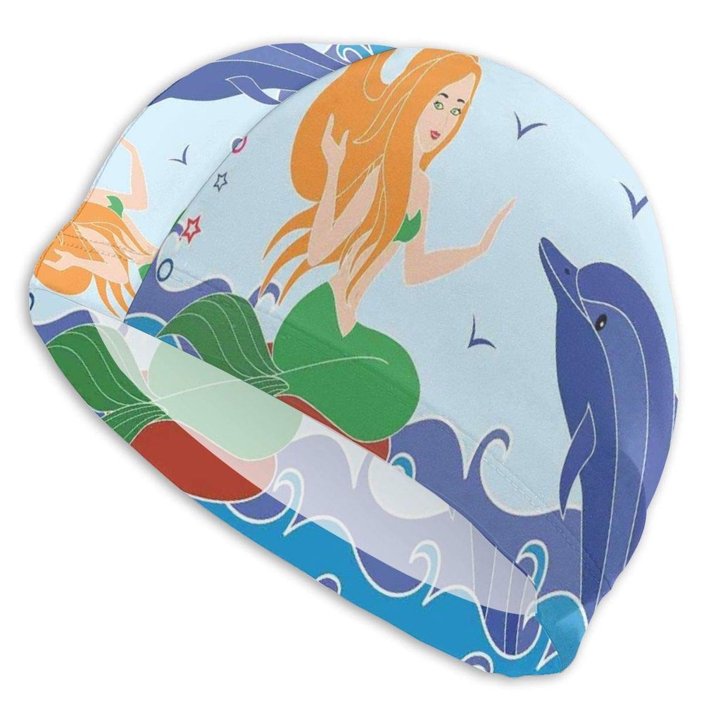 Elastic Swim Cap, Sleeping City, Dramatic Urban Resting, Popular American Lake Image, for Men, Women and Teens
