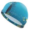 Elastic Swim Cap with Tropical Coast Design for Men, Women & Teens view 1