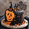 Happy Halloween Cake Topper, Black Glitter view 3