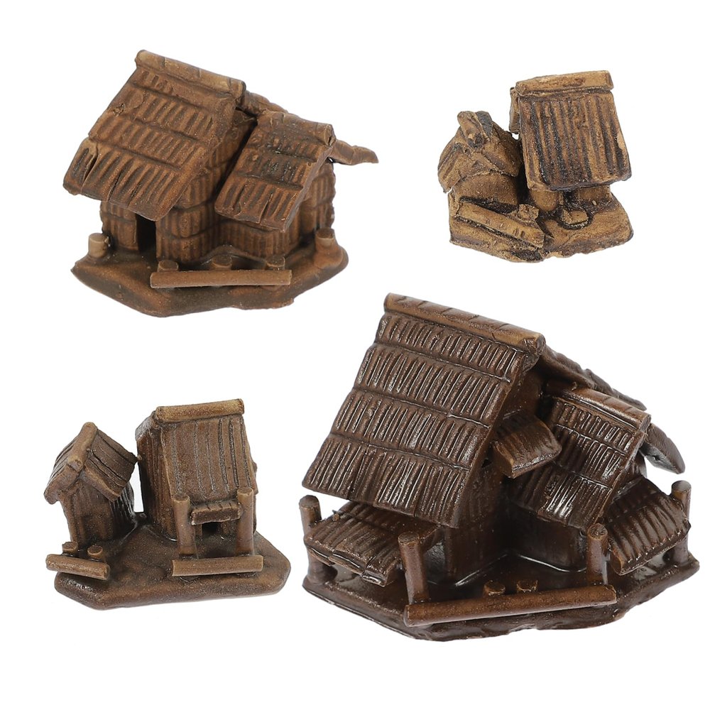 Hohopeti 4-Piece Miniature Ceramic Houses, Unique Design, Random Style