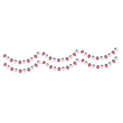 Hohopeti 6 Sets Strawberry Birthday Party Banners, Colorful Felt Bunting with 3D Strawberries