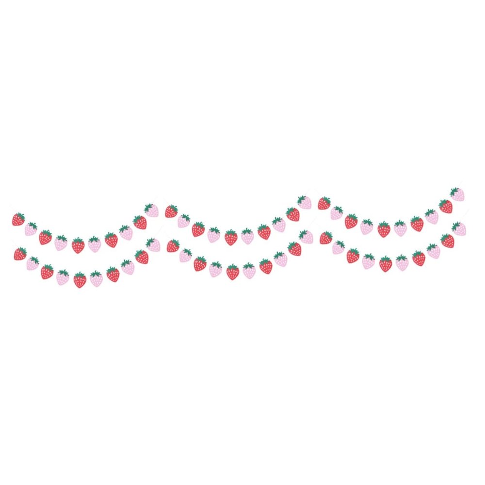 Hohopeti 6 Sets Strawberry Birthday Party Banners, Colorful Felt Bunting with 3D Strawberries