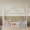 140 x 200 cm Solid Wood House Bed with Door, White view 2