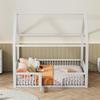140 x 200 cm Solid Wood House Bed with Door, White view 4