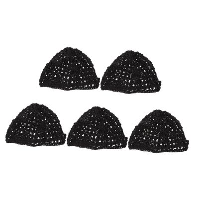 WOONEKY 5-Pack Crocheted Cotton Hair Nets for Women, Lightweight and Comfortable for Sleeping and Hair Protection