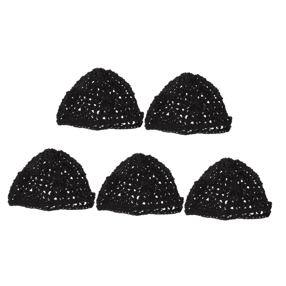 WOONEKY 5-Pack Crocheted Cotton Hair Nets for Women, Lightweight and Comfortable for Sleeping and Hair Protection