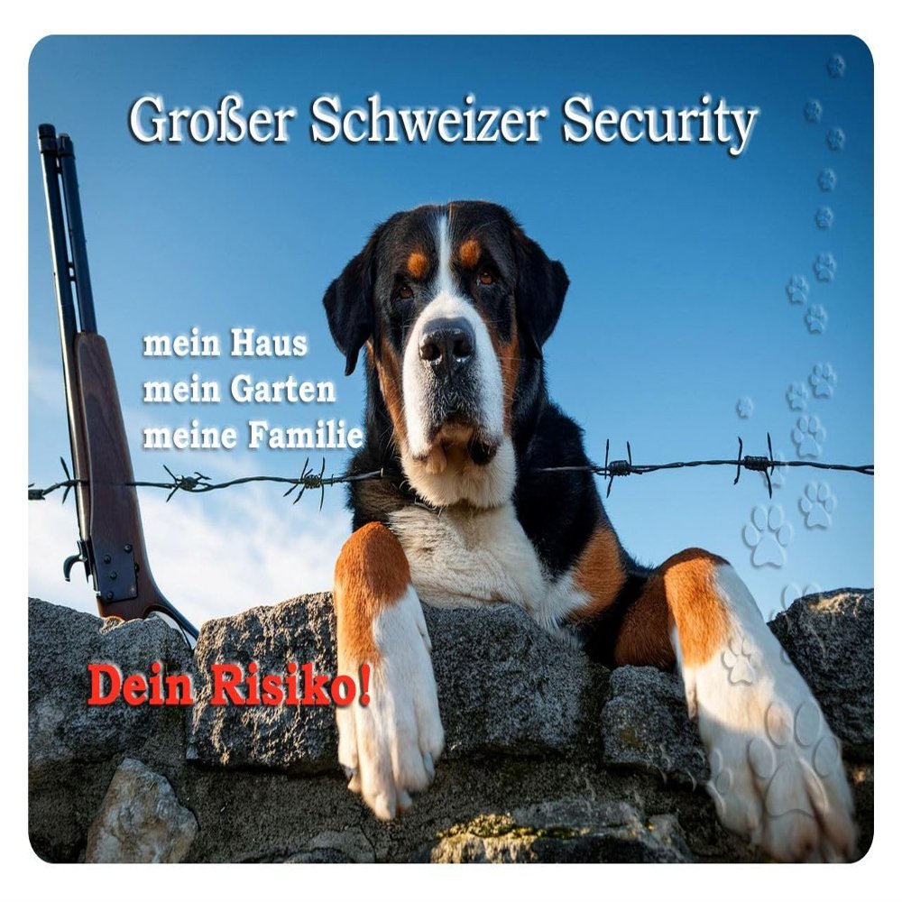 Fan Merchandise Warning Sign, 30 × 40 cm – Great Swiss Mountain Dog Security (06)