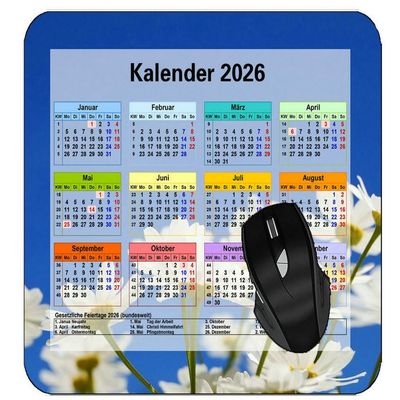 YENDOSTEEN 2026 Calendar Square Gaming Mouse Pad, Flower Butterfly Abstract Design