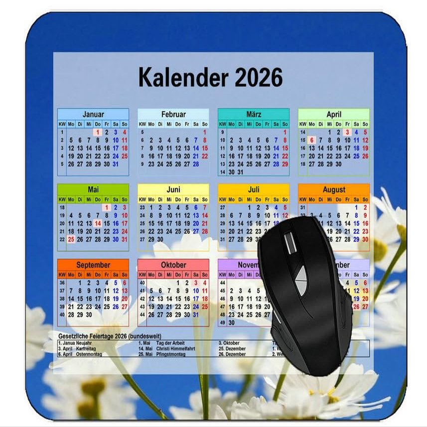YENDOSTEEN 2026 Calendar Square Gaming Mouse Pad, Flower Butterfly Abstract Design