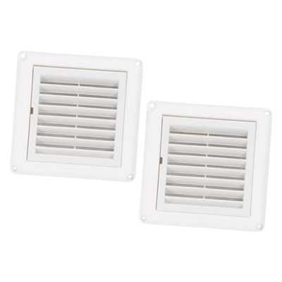 2-Pack White Plastic Exterior Wall Vent Covers with Grilles