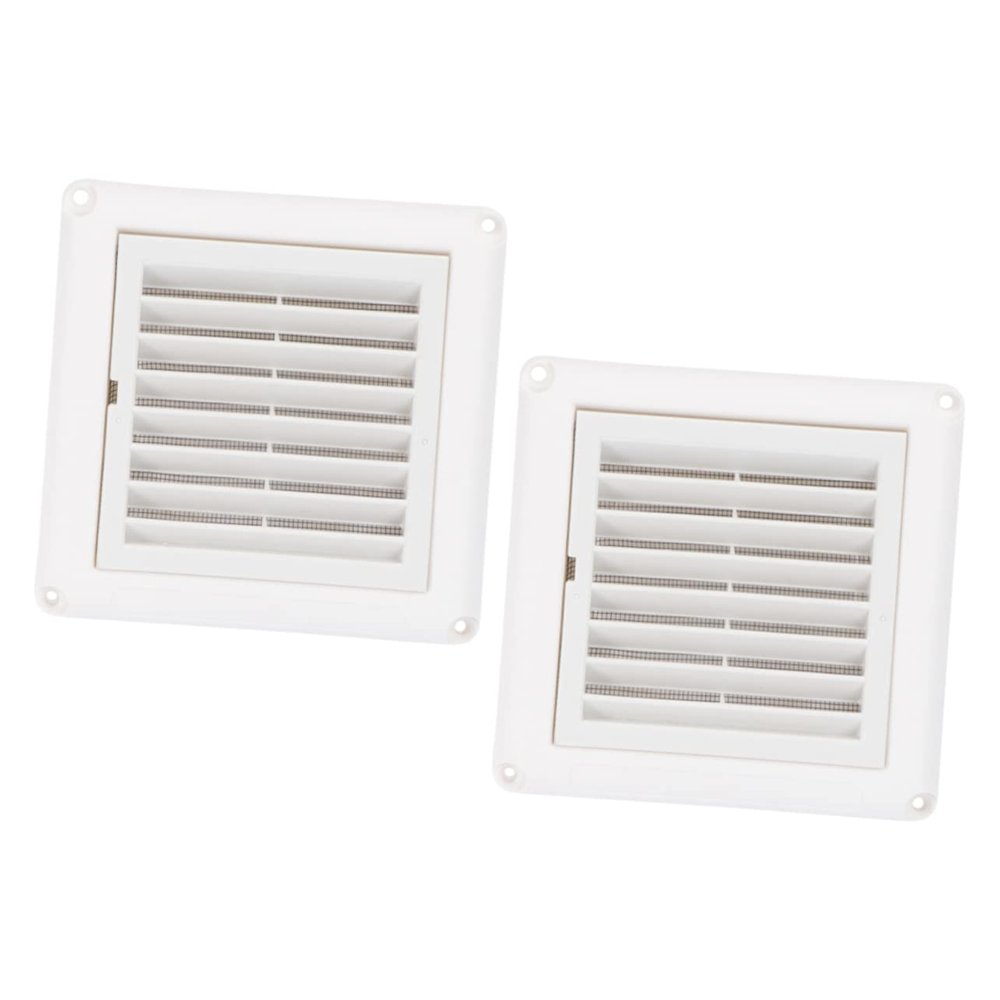 2-Pack White Plastic Exterior Wall Vent Covers with Grilles