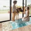 Siunwdiy Blue Runner Rug 80 x 280 cm for Hallway, Kitchen, Living Room and Bedroom, Washable Polyester, Abstract Pattern view 3
