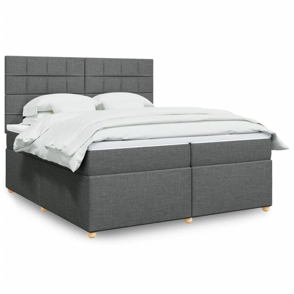 vidaXL Box Spring Bed with Mattress Dark Gray 200 x 200 cm Fabric