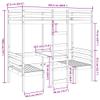 vidaXL Loft Bed with Desk and Chairs 31.5 x 78.7 in Solid Pine view 3