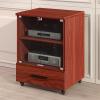 LYXWGRZD 2/3-Tier Audio Rack with Tempered Glass, Drawer, and Casters, Rosso, 77 cm/30.3 in view 1