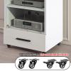 LYXWGRZD 2/3-Tier Audio Rack with Tempered Glass, Drawer, and Casters, Rosso, 77 cm/30.3 in view 2