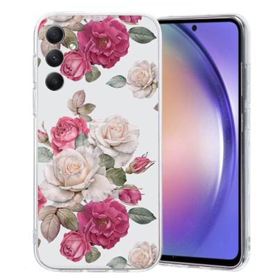 XFDSFDL Protective Case for Samsung Galaxy A15 SM-A155 (6.4-inch), Ultra-Slim Lightweight Soft TPU Phone Cover, Transparent Peony Pattern, 03