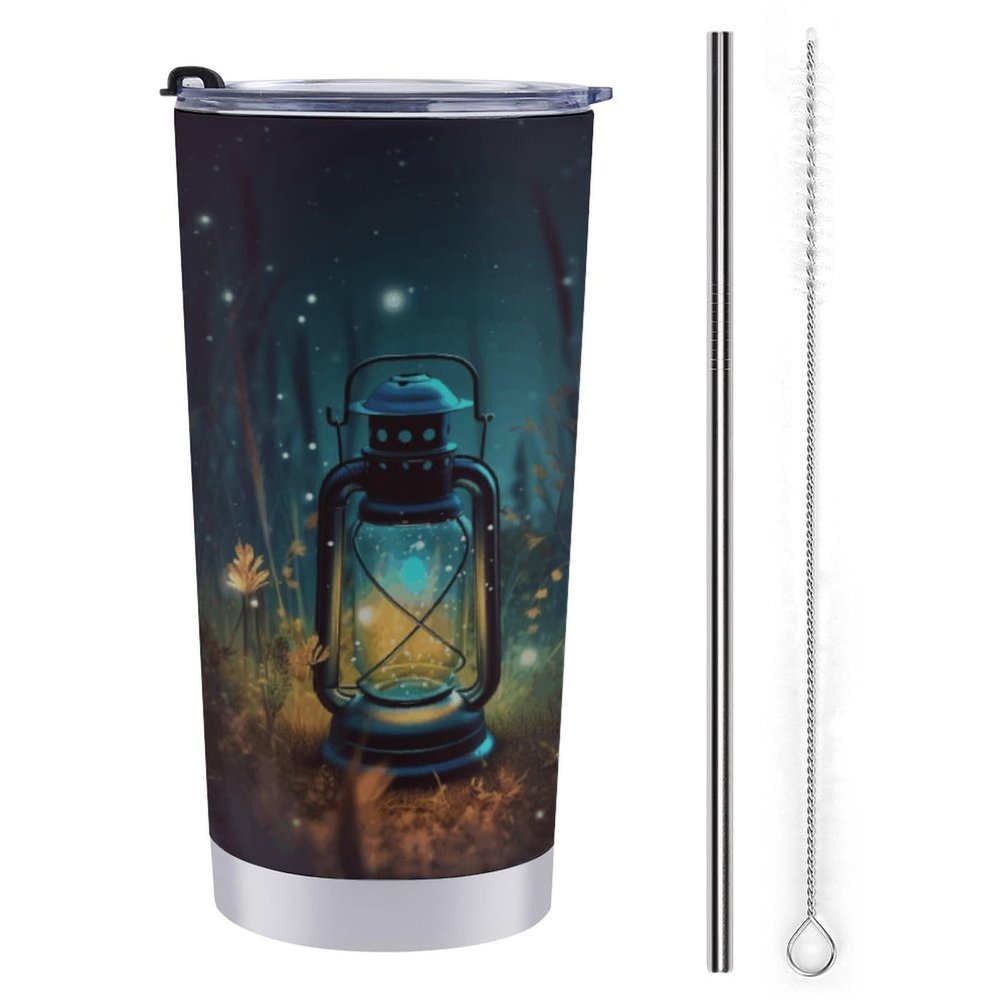 YHEGBFD Insulated Stainless Steel Travel Coffee Mug with Lid and Straw