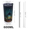 YHEGBFD Insulated Stainless Steel Travel Coffee Mug with Lid and Straw view 2