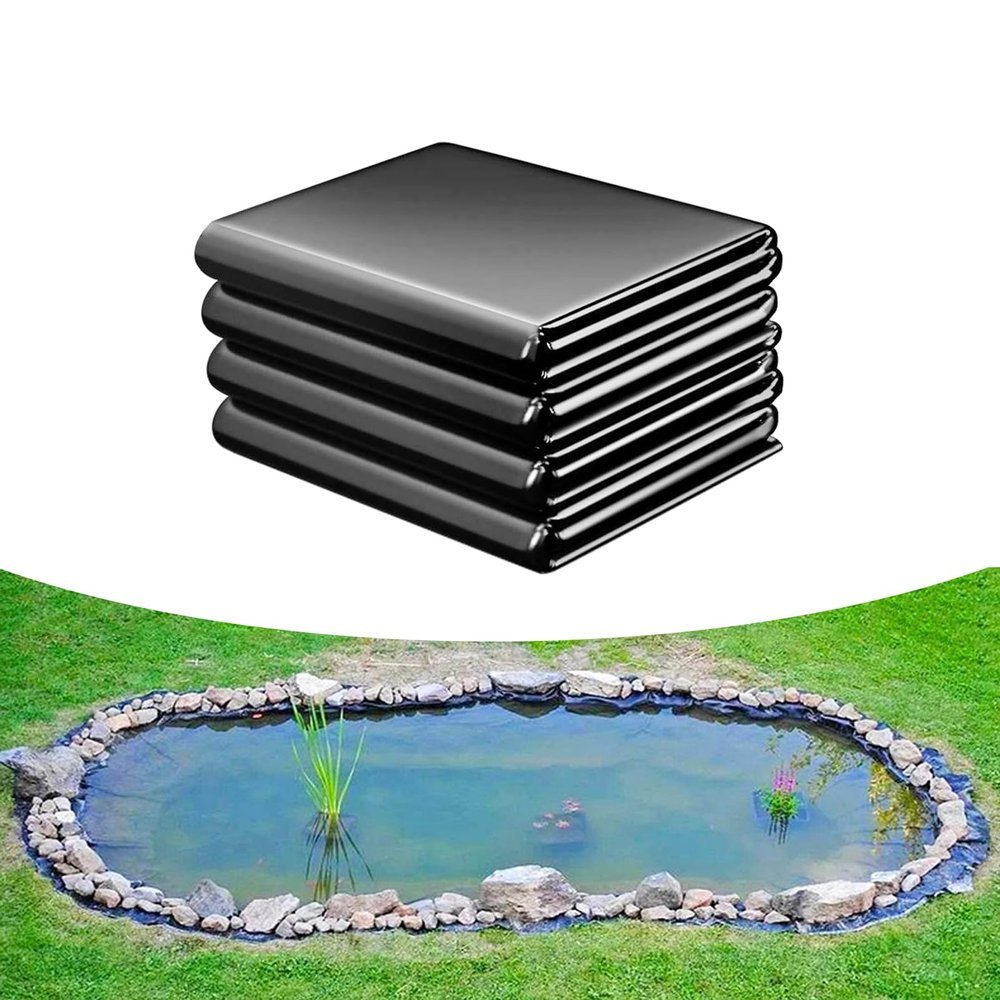 Ddasam 7 x 11 m PVC Pond Liner, Strong and Fish- and Plant-Friendly, Black, Reusable