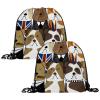 VAPOKF Drawstring Gym Bags, Polyethylene Drawstring Bags, Customizable, for School, Gym, Sports, Travel, English Bulldog, 2-Pack, Multicolor, 13.4 x 13.0 in/34 x 33 cm view 1