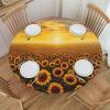 ERSDWRE Round Tablecloth with Sunflower Field, Sunset, and Sea of Flowers view 3