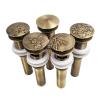 YGLONG Pop-Up Drain for Bathroom Sink, Round Carved Brass Cover, With or Without Overflow view 2