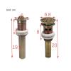 YGLONG Pop-Up Drain for Bathroom Sink, Round Carved Brass Cover, With or Without Overflow view 3