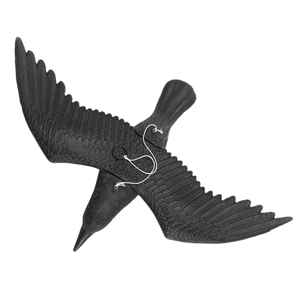 Realistic Black Plastic Crow Statue for Garden and Indoor Use
