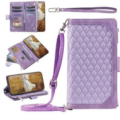 FERLAN Wallet Case for Oppo A1 5G/A98/F23 5G, Premium PU Leather Zip Flip Cover with Card Slots, Stand, and Strap, Purple