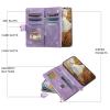 FERLAN Wallet Case for Oppo A1 5G/A98/F23 5G, Premium PU Leather Zip Flip Cover with Card Slots, Stand, and Strap, Purple view 2