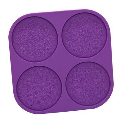 Purple Mandala Silicone Coaster Mold for DIY Crafts