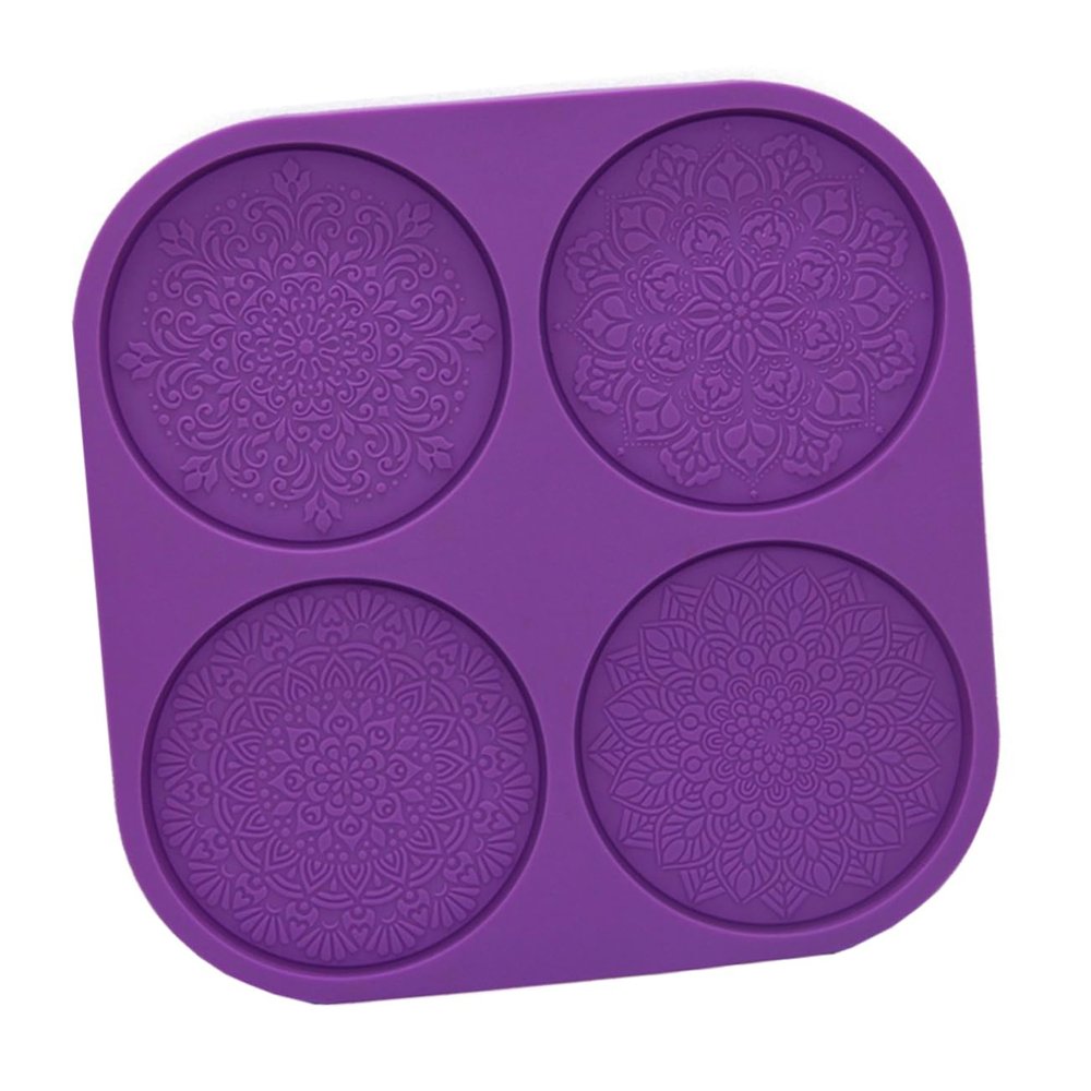 Purple Mandala Silicone Coaster Mold for DIY Crafts
