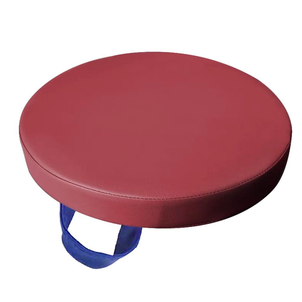 Round Faux Leather Seat Cushion with Handle, Foam Insert and Zipper, Stackable, 18 Colors (#9, 2-Pack: 50 x 5 cm/20 x 2 in)
