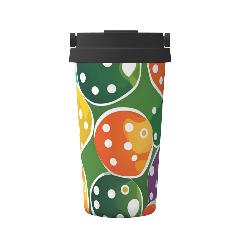 Kingww Pickleball Balls Patterned Travel Tumbler with Retractable Handle, 500 ml