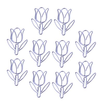 HONMEET 12-Piece Metal Tulip-Shaped Paper Clips, Purple, Creative Bookmarks for Photos or Notes