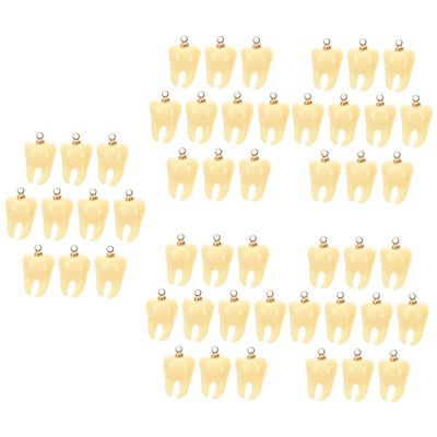 VILLFUL 5 Sets of Fake Tooth Charms, Decorative Jewelry Charms, 10 Pieces × 5