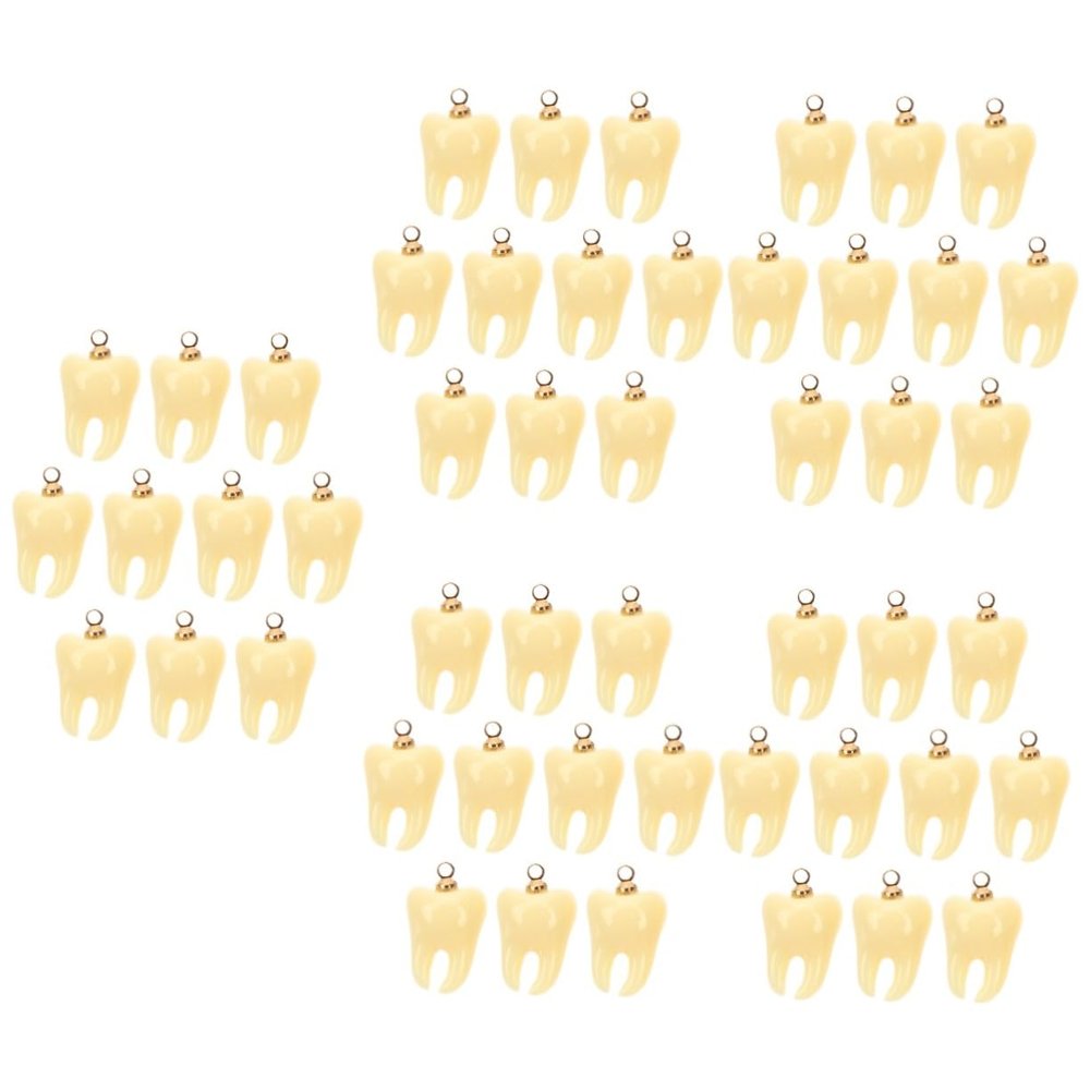 VILLFUL 5 Sets of Fake Tooth Charms, Decorative Jewelry Charms, 10 Pieces × 5