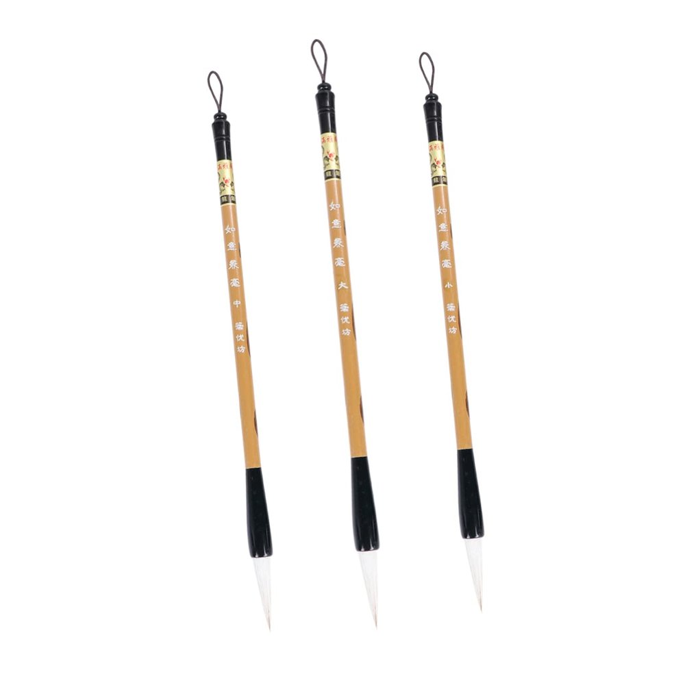 Chinese Calligraphy Brushes, 3-Piece Wolf Hair Set